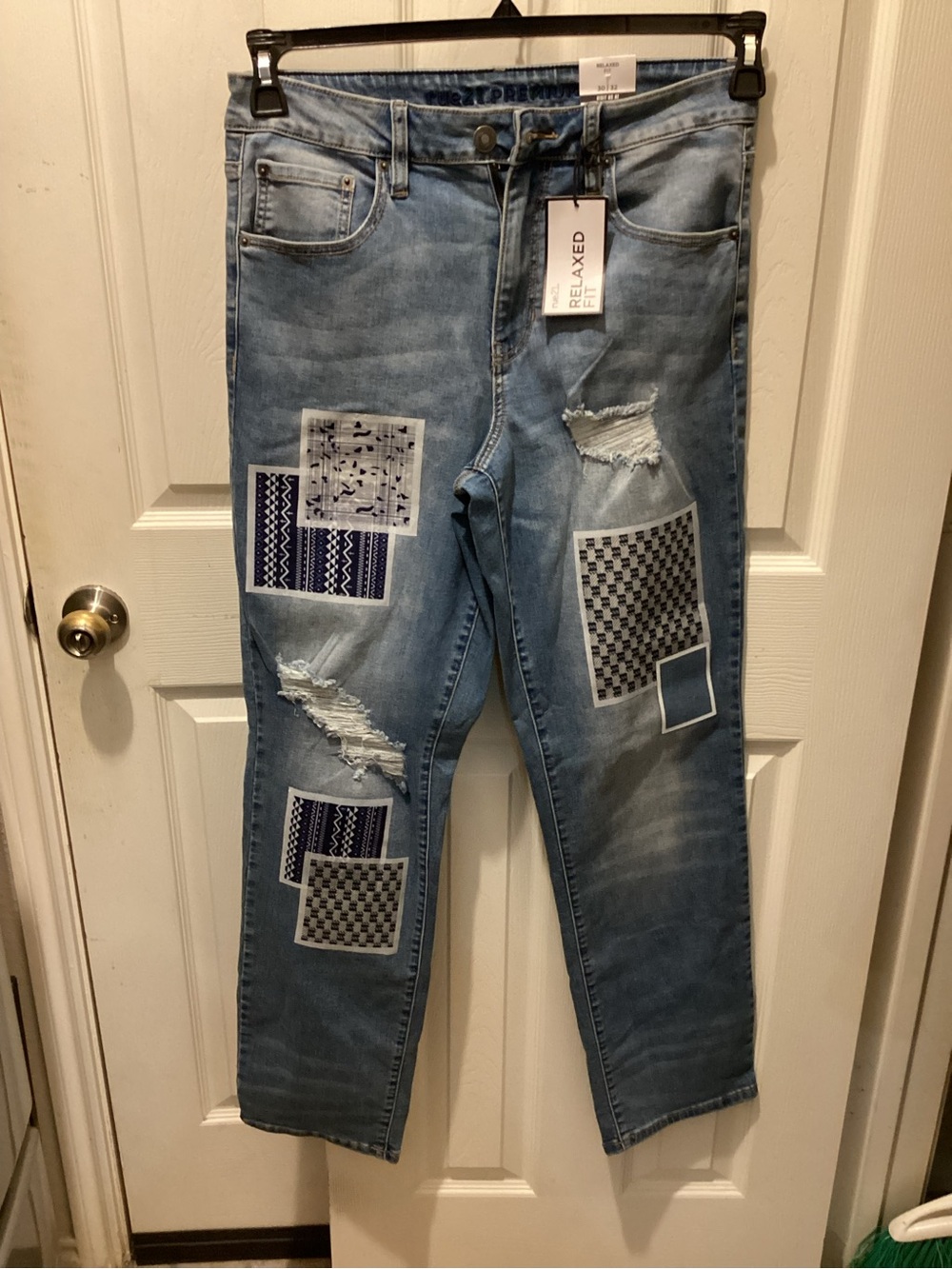 Rue21 Light Blue Patchwork Boyfriend Jeans